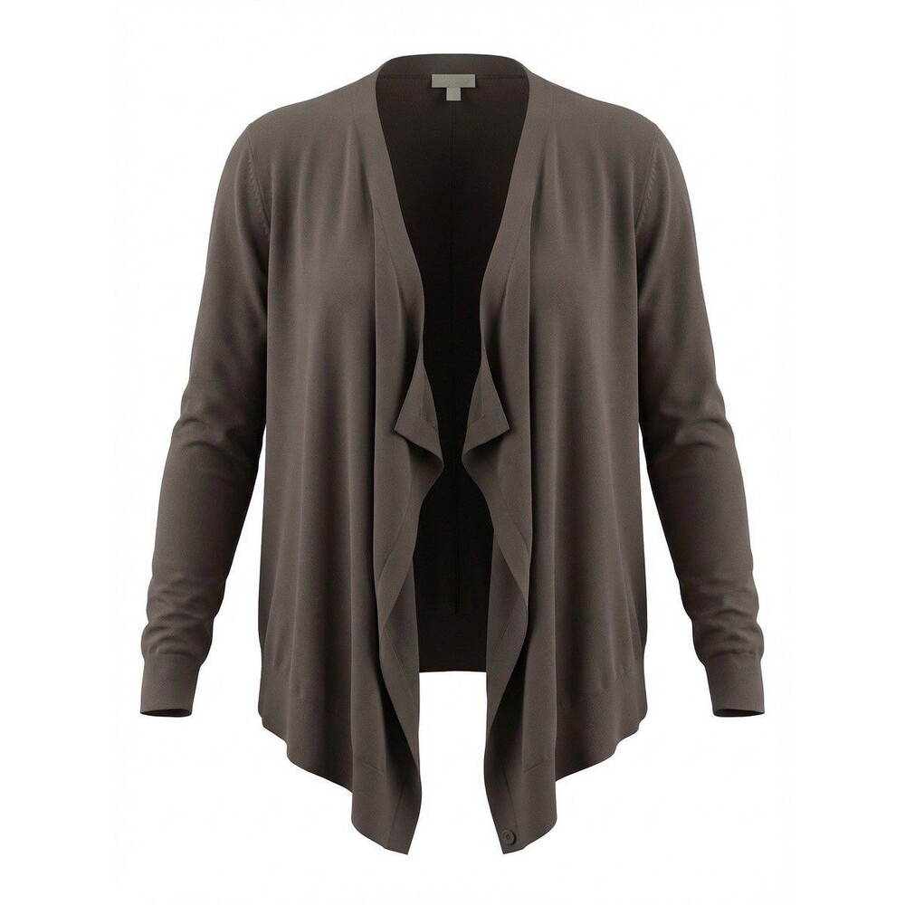 Garnet Hill Flowy Cardigan 100% Organic Linen Dark Olive, Size L